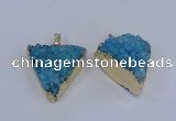 NGP4050 25*30mm – 30*35mm triangle druzy quartz pendants