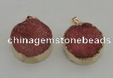 NGP4058 28mm – 30mm flat round druzy quartz pendants wholesale