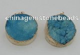 NGP4062 28mm – 30mm flat round druzy quartz pendants wholesale