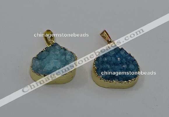 NGP4085 18*22mm - 20*24mm flat teardrop druzy quartz pendants