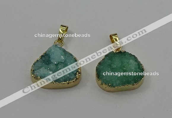 NGP4086 18*22mm - 20*24mm flat teardrop druzy quartz pendants