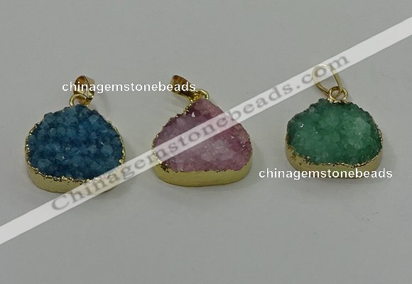 NGP4088 18*22mm - 20*24mm flat teardrop druzy quartz pendants