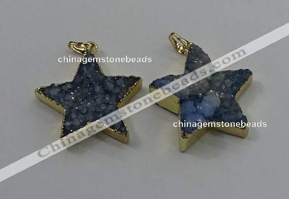 NGP4096 30*32mm - 32*35mm star druzy quartz pendants wholesale
