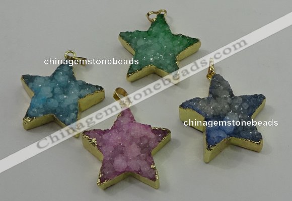 NGP4098 30*32mm - 32*35mm star druzy quartz pendants wholesale