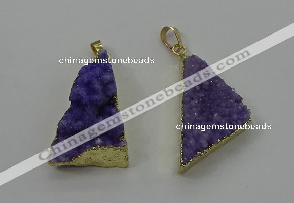 NGP4102 22*35mm - 24*40mm triangle druzy quartz pendants wholesale