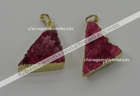 NGP4103 22*35mm - 24*40mm triangle druzy quartz pendants wholesale