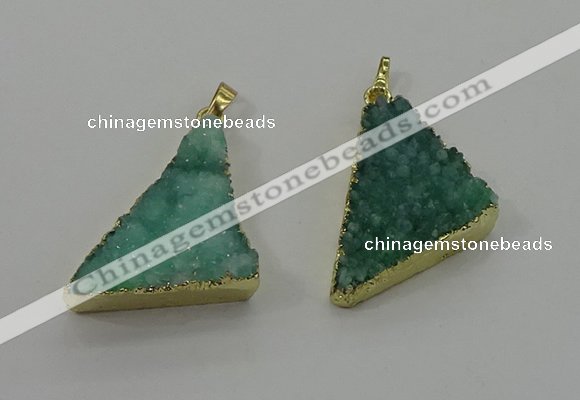 NGP4105 22*35mm - 24*40mm triangle druzy quartz pendants wholesale