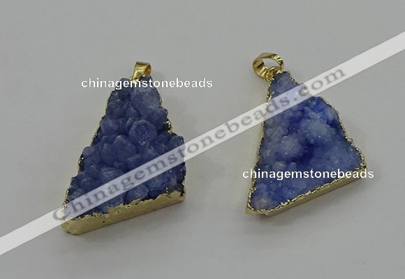 NGP4106 22*35mm - 24*40mm triangle druzy quartz pendants wholesale