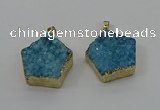 NGP4115 28*28mm - 30*30mm pentagon druzy quartz pendants wholesale