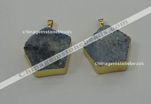NGP4117 28*28mm - 30*30mm pentagon druzy quartz pendants wholesale