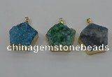 NGP4119 28*28mm - 30*30mm pentagon druzy quartz pendants wholesale