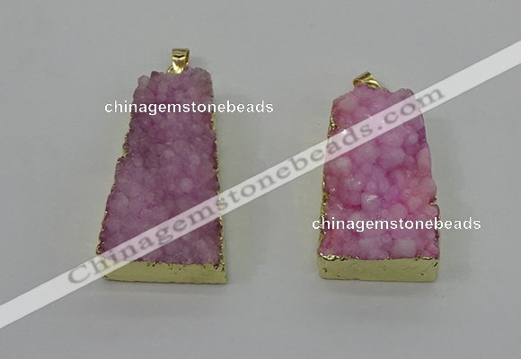 NGP4124 22*35mm - 24*40mm trapezoid druzy quartz pendants wholesale