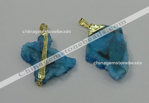 NGP4134 25*35mm - 40*50mm freeform druzy quartz pendants wholesale