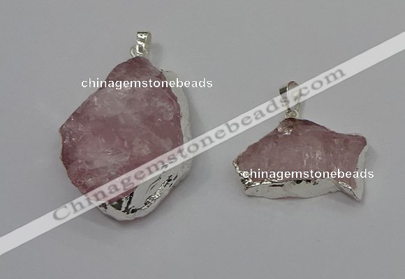 NGP4140 20*30mm - 35*45mm freeform rose quartz pendants wholesale