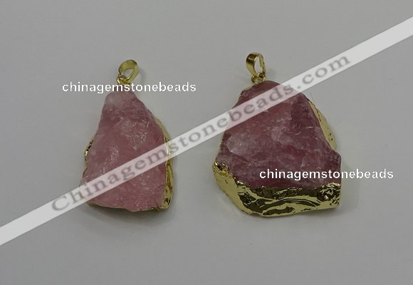 NGP4141 20*30mm - 35*45mm freeform rose quartz pendants wholesale