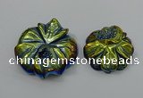 NGP4149 40*45mm - 50*55mm flower plated druzy agate pendants