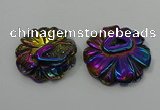 NGP4150 40*45mm - 50*55mm flower plated druzy agate pendants