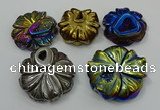 NGP4151 40*45mm - 50*55mm flower plated druzy agate pendants