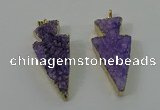 NGP4155 20*45mm - 22*48mm arrowhead druzy quartz pendants