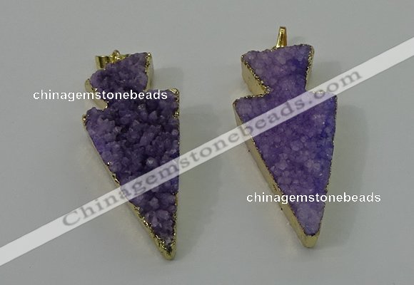 NGP4155 20*45mm - 22*48mm arrowhead druzy quartz pendants