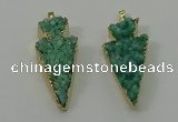 NGP4158 20*45mm - 22*48mm arrowhead druzy quartz pendants