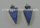 NGP4159 20*45mm - 22*48mm arrowhead druzy quartz pendants