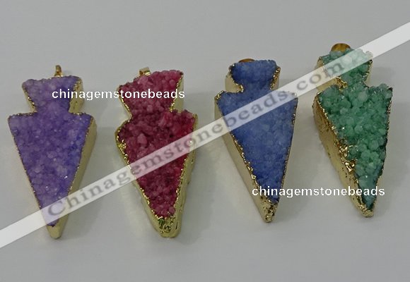 NGP4160 20*45mm - 22*48mm arrowhead druzy quartz pendants