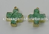 NGP4167 30*32mm cross druzy quartz pendants wholesale