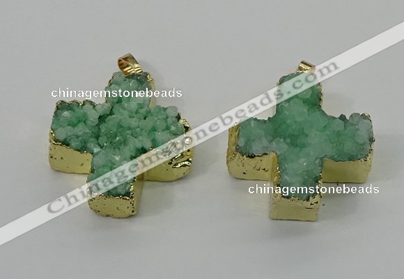 NGP4167 30*32mm cross druzy quartz pendants wholesale