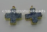 NGP4168 30*32mm cross druzy quartz pendants wholesale