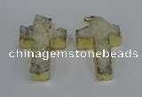 NGP4172 30*48mm - 32*50mm cross druzy quartz pendants wholesale