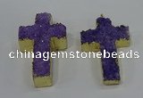 NGP4174 30*48mm - 32*50mm cross druzy quartz pendants wholesale