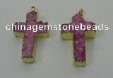 NGP4175 30*48mm - 32*50mm cross druzy quartz pendants wholesale