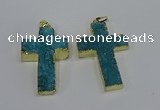 NGP4176 30*48mm - 32*50mm cross druzy quartz pendants wholesale