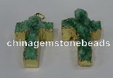 NGP4177 30*48mm - 32*50mm cross druzy quartz pendants wholesale