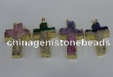 NGP4182 30*48mm - 32*50mm cross druzy quartz pendants wholesale