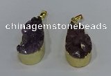 NGP4240 18*35mm teardrop druzy amethyst pendants wholesale