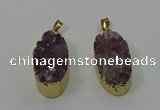 NGP4242 18*35mm oval druzy amethyst pendants wholesale