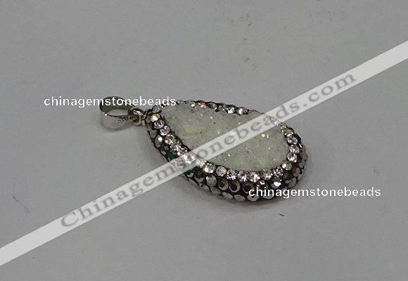 NGP4266 14*23mm flat teardrop plated quartz pendants wholesale