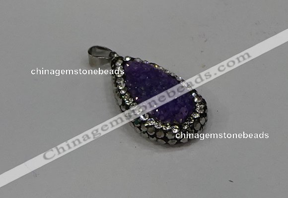 NGP4268 14*23mm flat teardrop plated quartz pendants wholesale