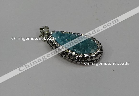 NGP4270 14*23mm flat teardrop plated quartz pendants wholesale