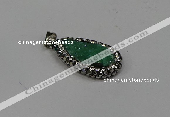 NGP4271 14*23mm flat teardrop plated quartz pendants wholesale