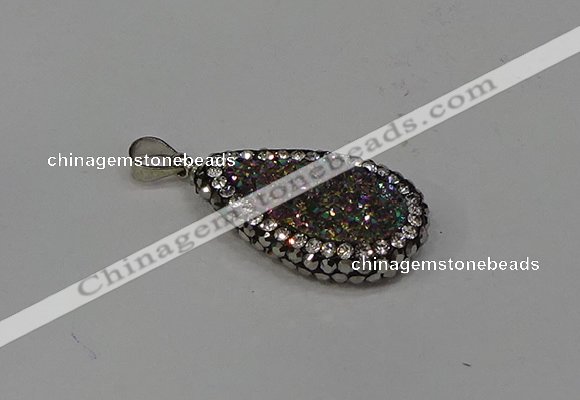 NGP4277 14*23mm flat teardrop plated quartz pendants wholesale