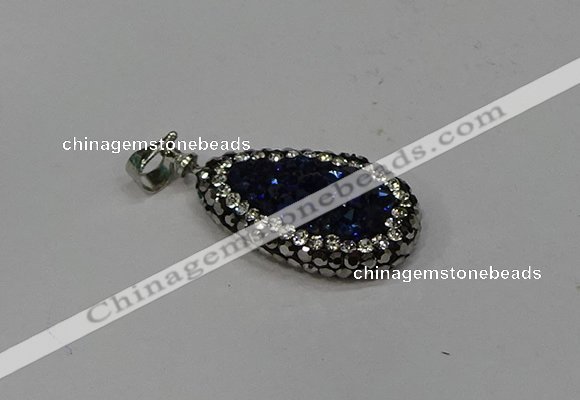 NGP4278 14*23mm flat teardrop plated quartz pendants wholesale