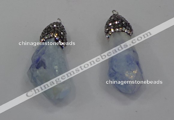 NGP4287 10*30mm - 15*45mmmm nuggets plated quartz pendants