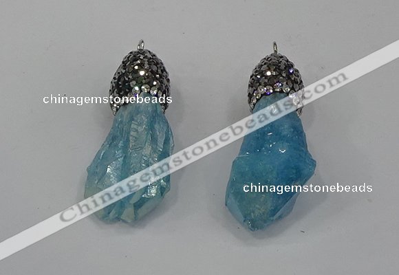 NGP4290 10*30mm - 15*45mmmm nuggets plated quartz pendants