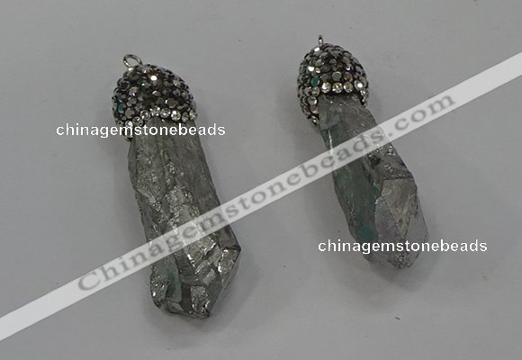 NGP4294 10*30mm - 15*45mmmm nuggets plated quartz pendants