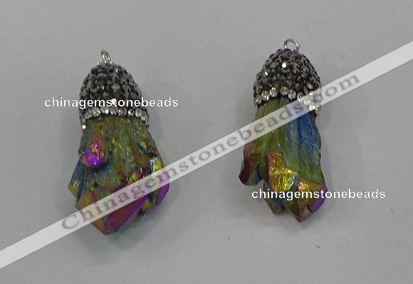 NGP4298 10*30mm - 15*45mmmm nuggets plated quartz pendants