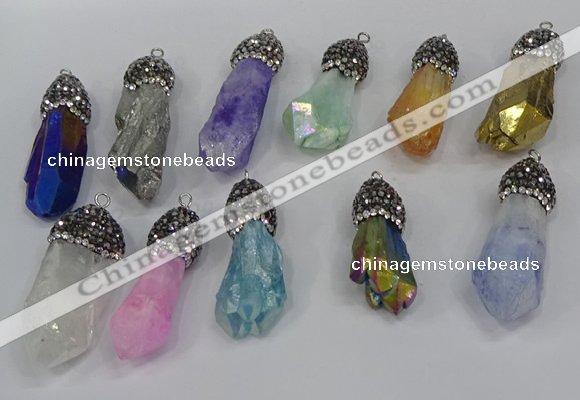NGP4302 10*30mm - 15*45mmmm nuggets plated quartz pendants