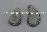 NGP4304 20*40mm - 25*50mm wing-shaped druzy quartz pendants